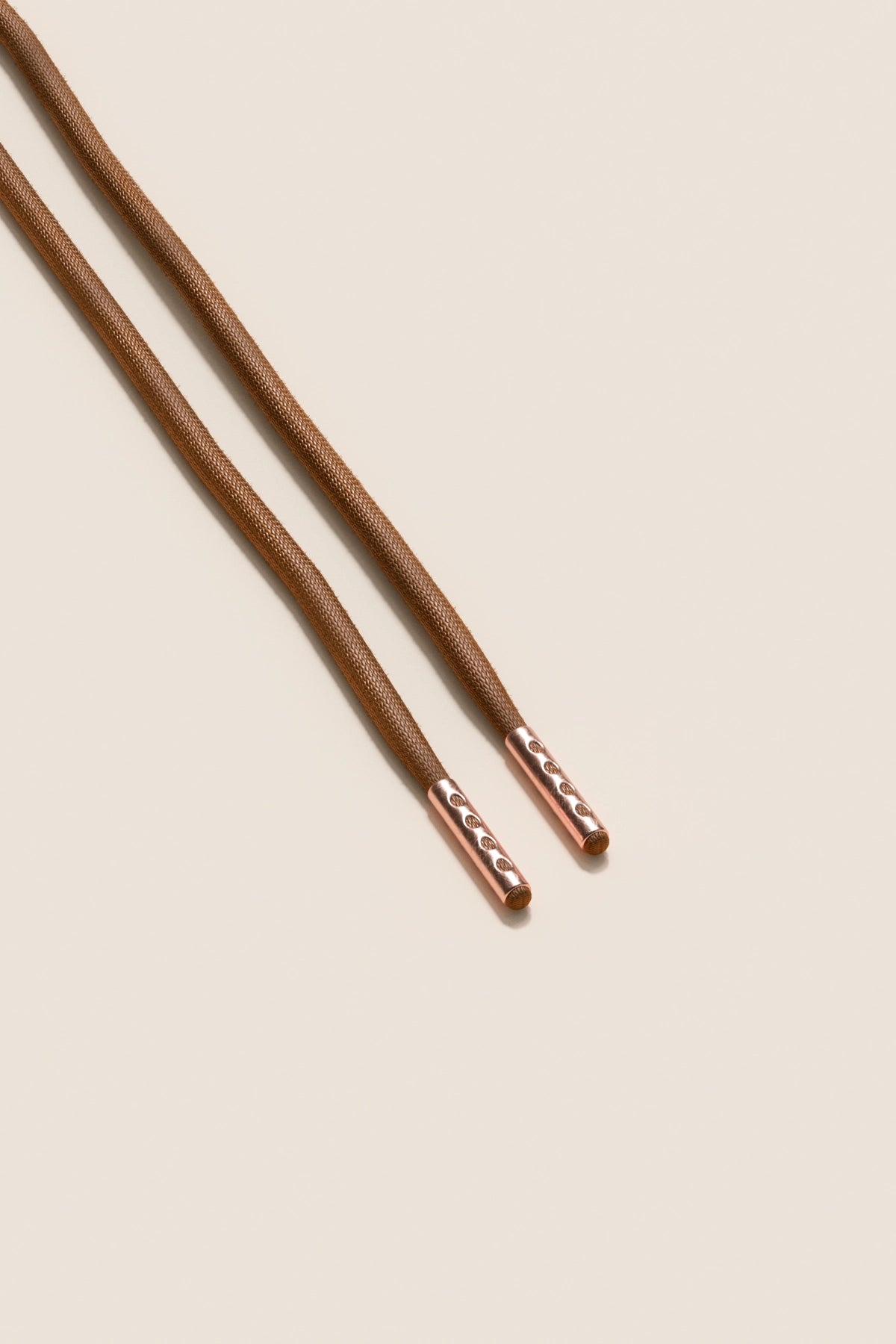 Senkels Coffee Brown 4mm Round Waxed Shoelaces with Rose Gold Aglets