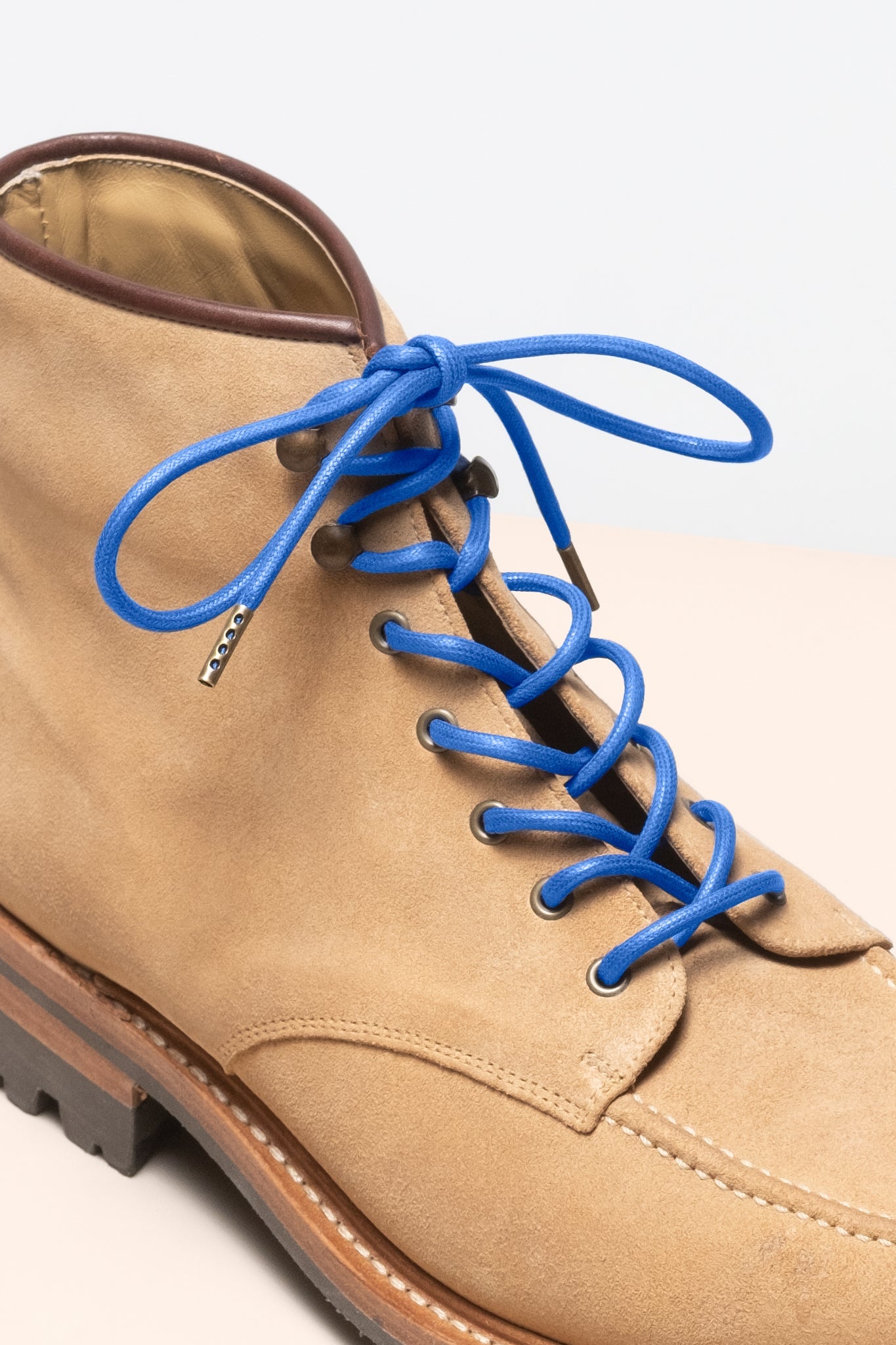 Sapphire Blue - 4mm round waxed shoelaces for boots and shoes made from 100% organic cotton - Senkels