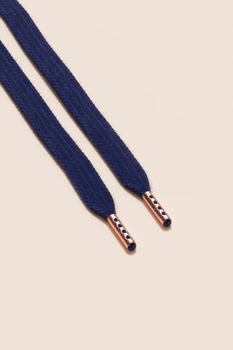 Dark Blue Sneaker Laces with Rosé Gold Tips