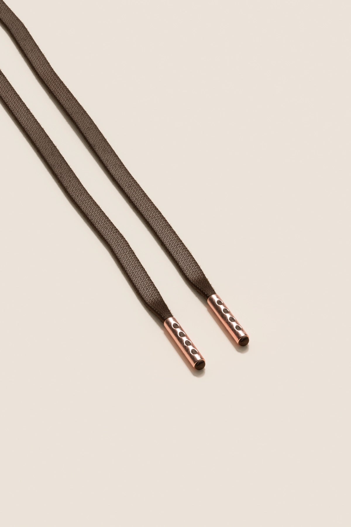 Senkels Chocolate Brown 3mm Flat Waxed Shoelaces with Rose Gold Aglets