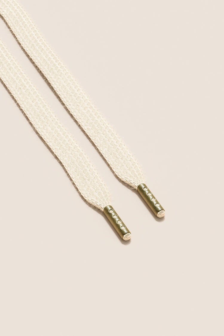 Senkels Cream Sneaker Shoelaces with Brass Aglets