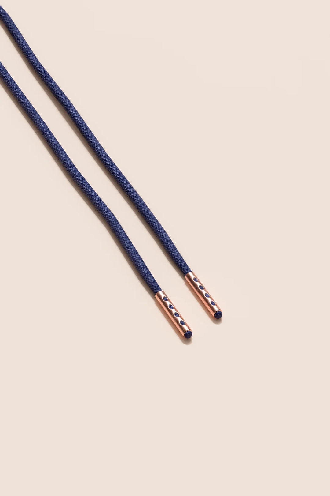 Senkels Dark Blue 2.5mm Round Waxed Shoelaces with Rose Gold Aglets