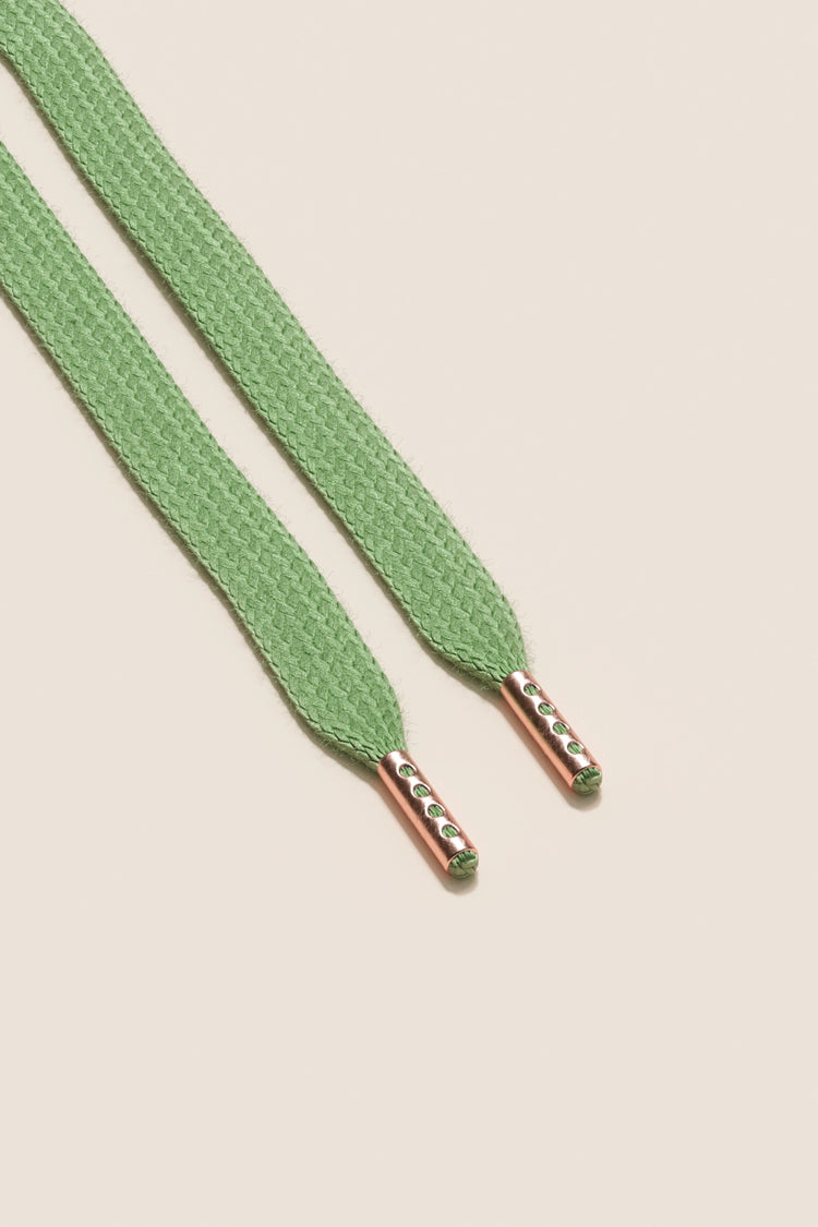 Senkels Grass Green Sneaker Shoelaces with Rose Gold Aglets