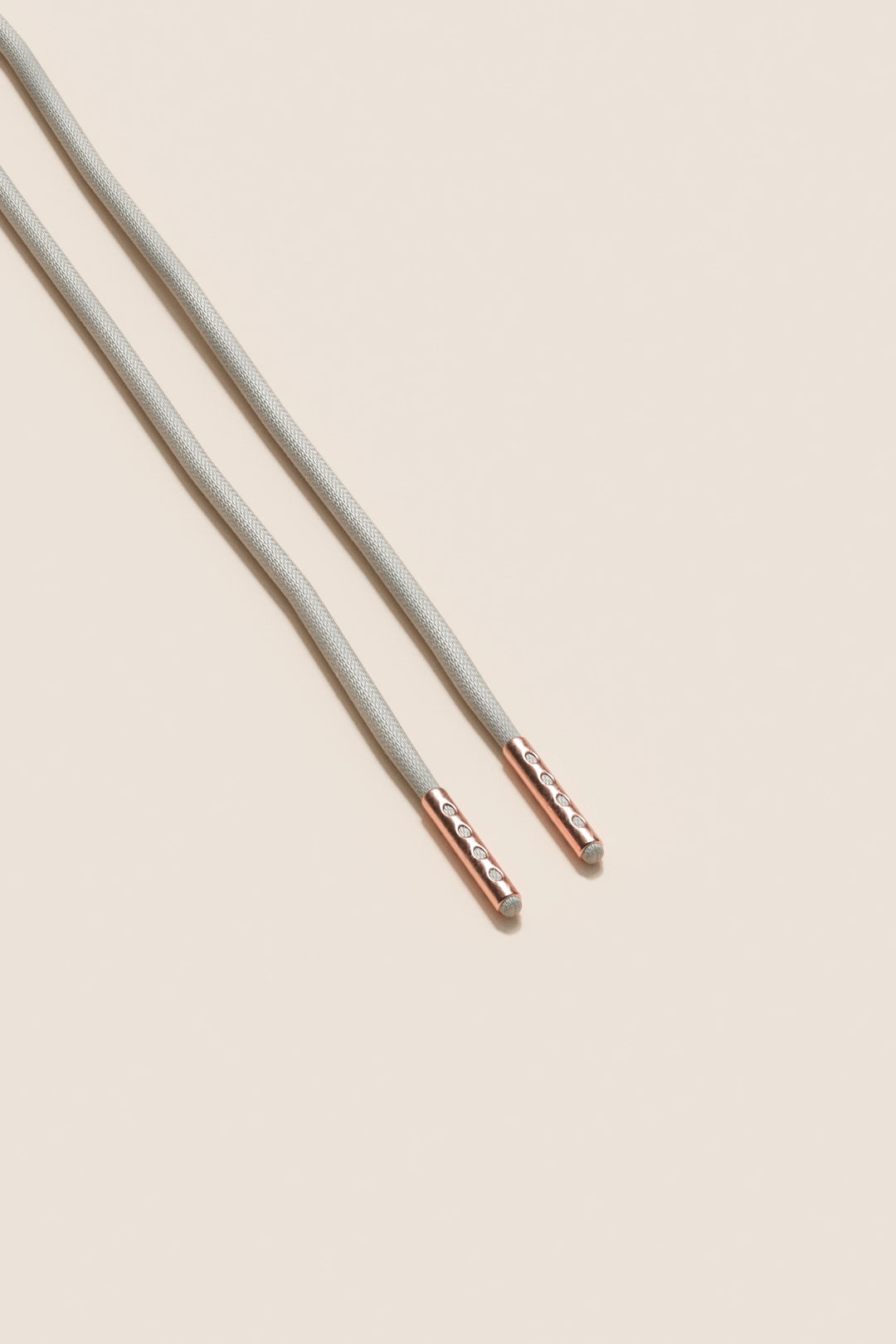 Senkels Nickel Grey 2.5mm Round Waxed Shoelaces with Rose Gold Aglets