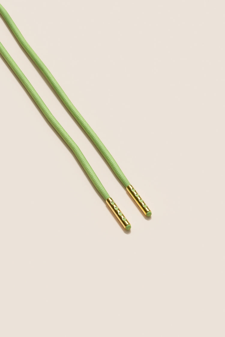 Senkels Pastel Green 2.5mm Round Waxed Shoelaces with Gold Aglets