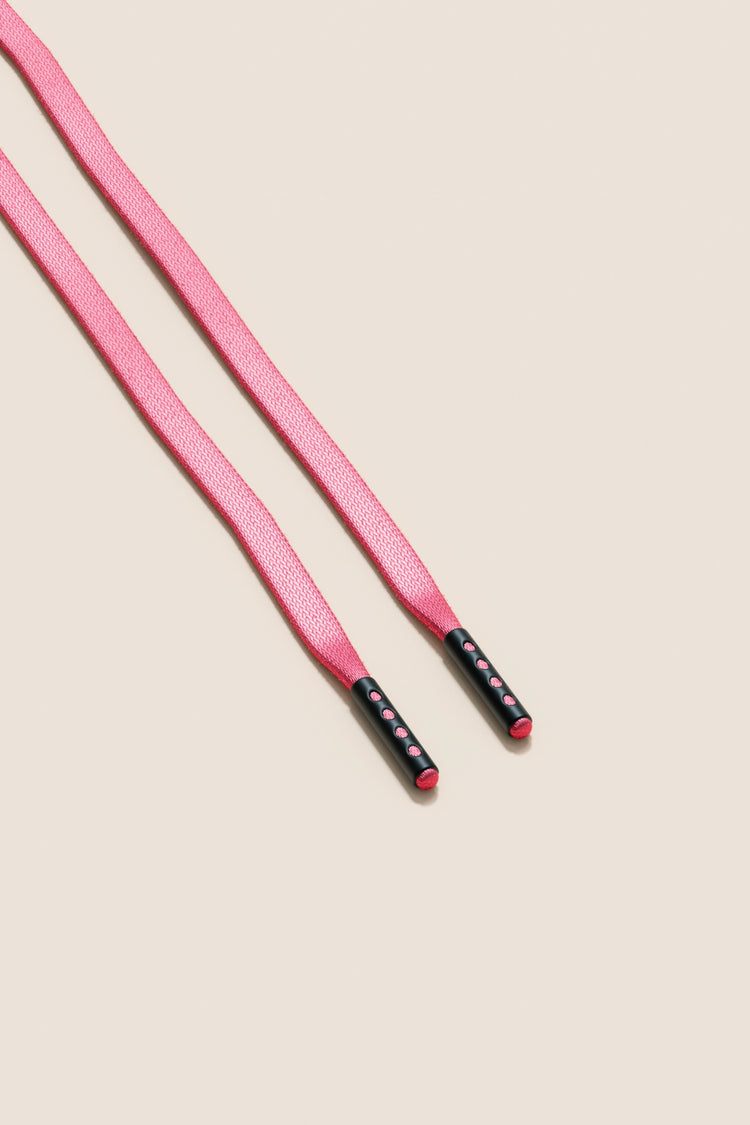 Senkels Pink 3mm Flat Waxed Shoelaces with Black Matte Aglets