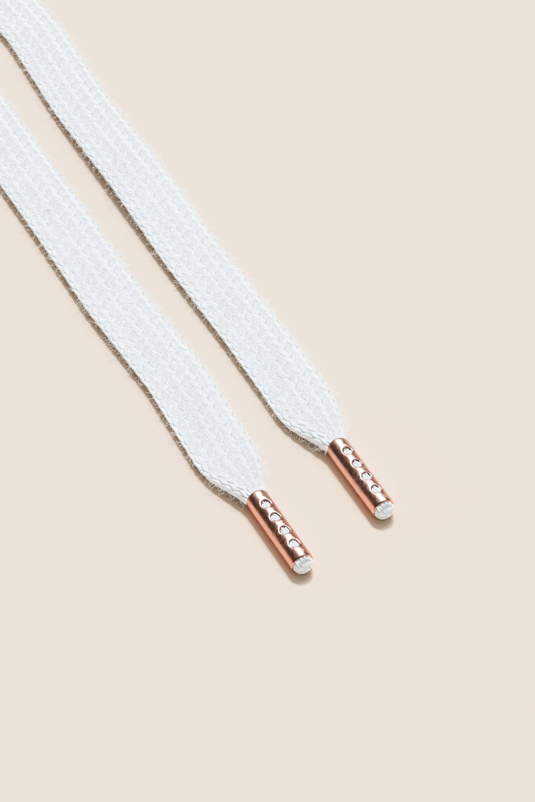 Senkels White Sneaker Shoelaces with Rose Gold Aglets